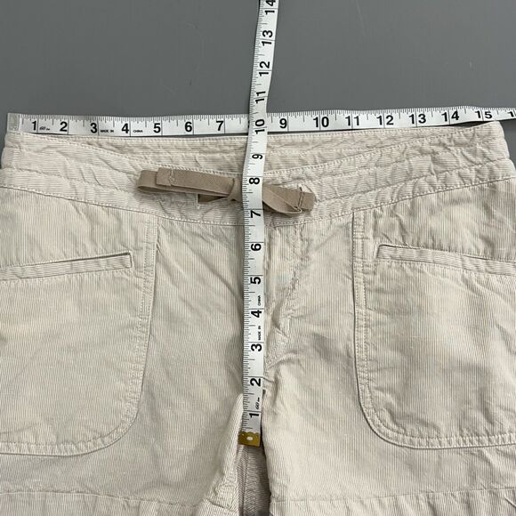 The North Face Shorts Women 6 Beige Linen Cotton Blend Striped 4" inseam Lowrise - Picture 10 of 12